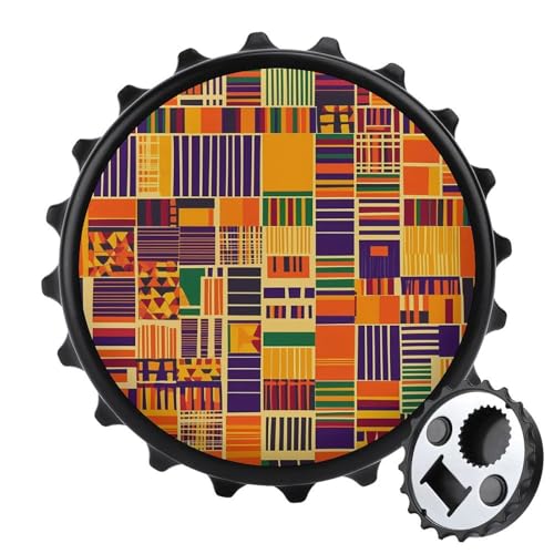 Kente Cloth Pattern 2 in 1 Beer Bottle Opener Wall Mount Opener Portable Easy Storage Gift for Men Women Black-style