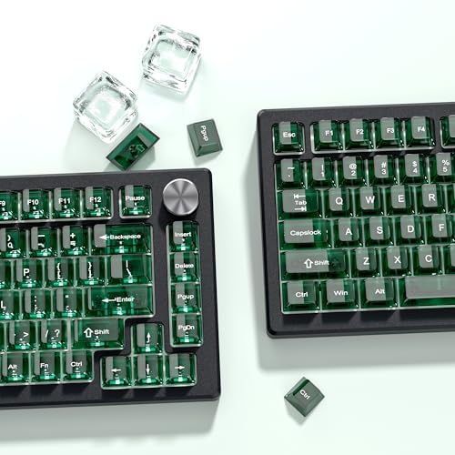 Image of dagaladoo Dark Green Clear Keyboard keycaps,Transparent keycaps 60 75 100 Percent,Crystal Jelly Key Cap Set,Shine Through Key caps.,Cherry Profile Key caps for Mx Switches Mechanical Keyboard