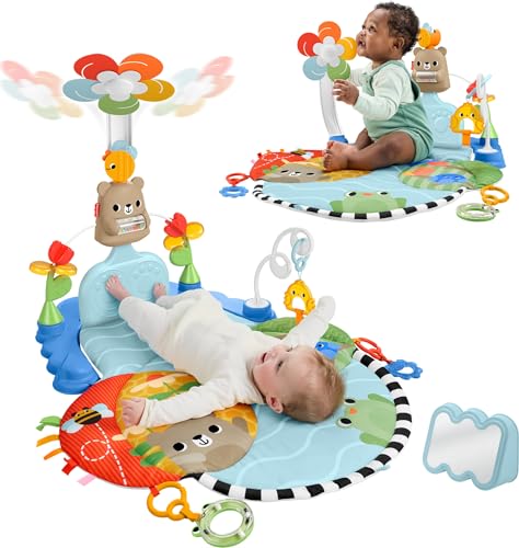 Fisher-Price Tapete de jogo para bebés 3 em 1 patadinhas e balanço, brinquedo de atividades sensorial para o desenvolvimento de bebés recém-nascidos, a partir de 0 meses, JMT98