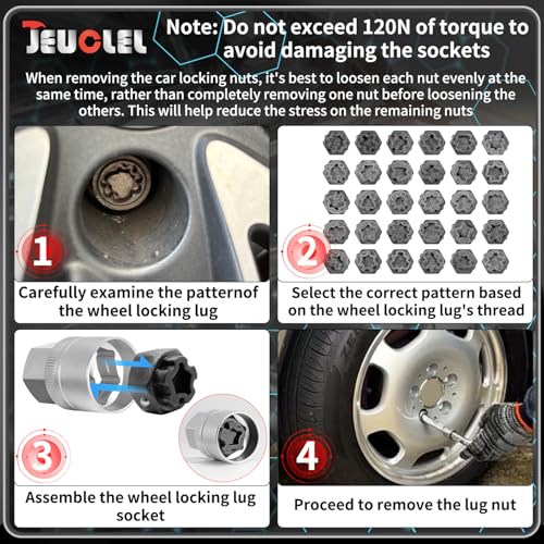 Image of 32PCS Wheel Lock Nut Key Kit Compatible with Mercedes Benz