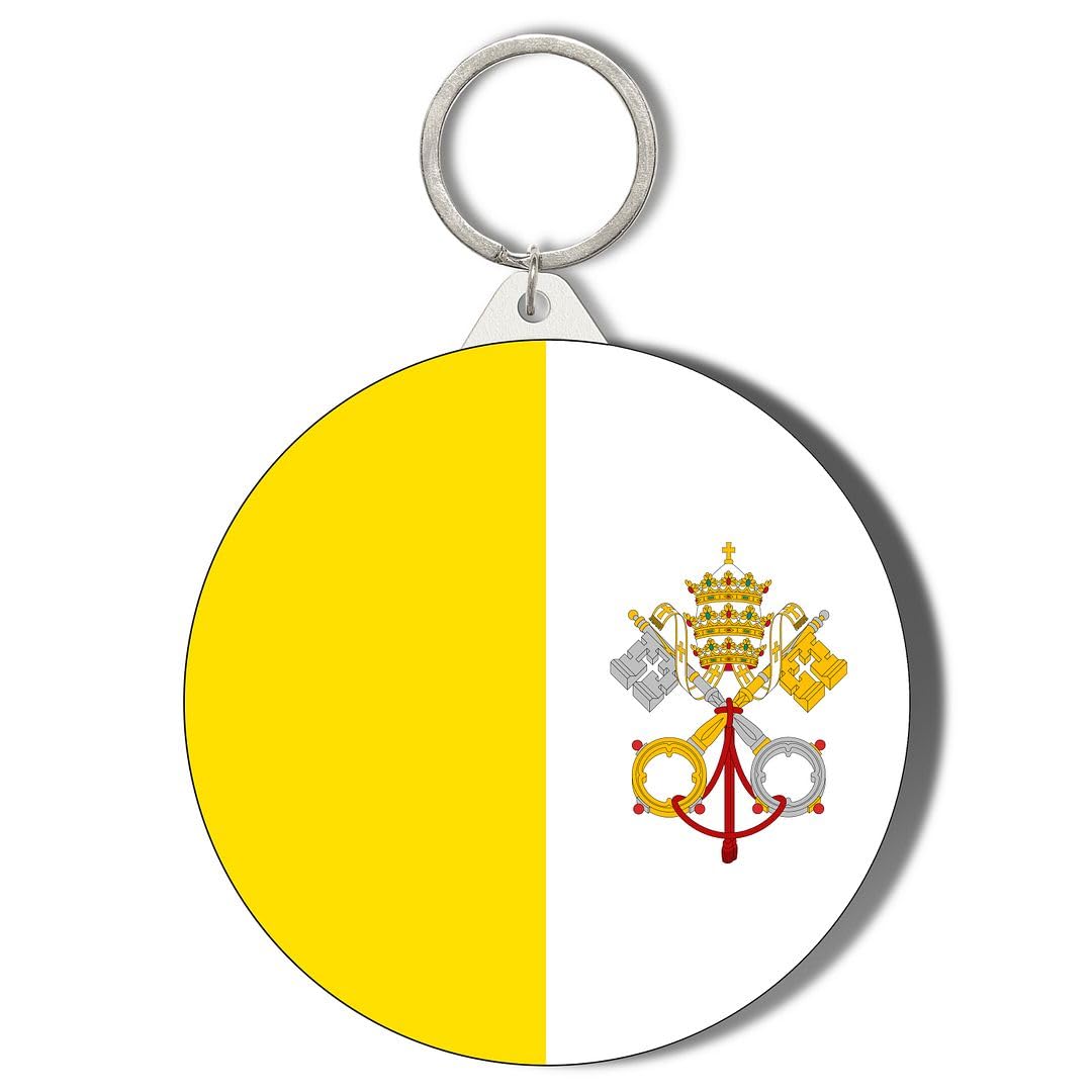 Gift Insanity White Vatican Flag 45Mm Short Chain Mirror Keyring