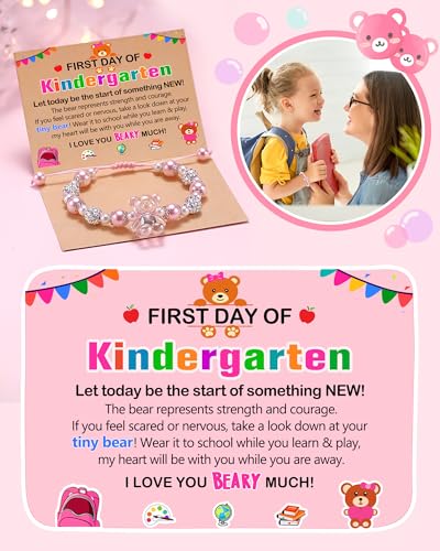 Image of First Day of Kindergarten /Preschool Gift Back to School Gifts for Girls Bear Bracelet