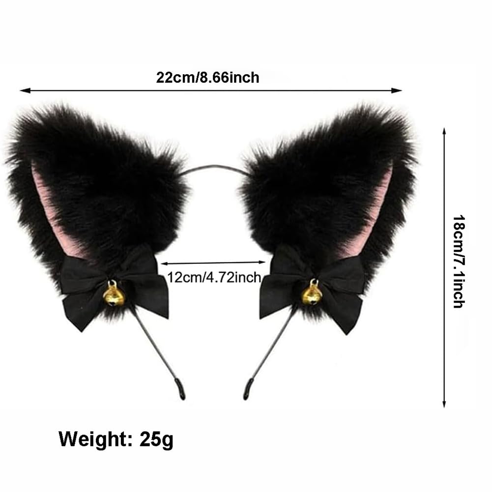 TJCGCKK Animal Cosplay Costume Furry Fox Tail Plug Cute Ears Headband Bat Style Neck Collar Set: Black C