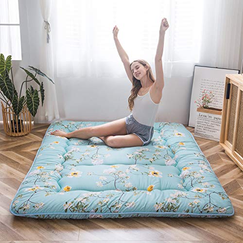 Image of MAXYOYO Rustic Floral Korean Floor Mattress Japanese Futon Mattress, Foldable Roll Up Camping Mattress Floor Lounger Couches and Sofas Mattress Topper, Full