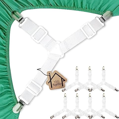 Tuyeabc Bed Sheet Holder Straps, Adjustable Elastic Bedsheet Fasteners, Mattress Corner Sheet Clips Stays Keepers, Fitted Sheet Straps, Upgraded Non-Slip Stability Triangle Buckle, Easy to Install Cover