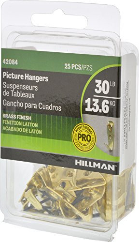Image of Hillman Hanging-Hardware 42084 Classic Picture Hangers (30lb) 25 Pack, Gold, 25 Piece