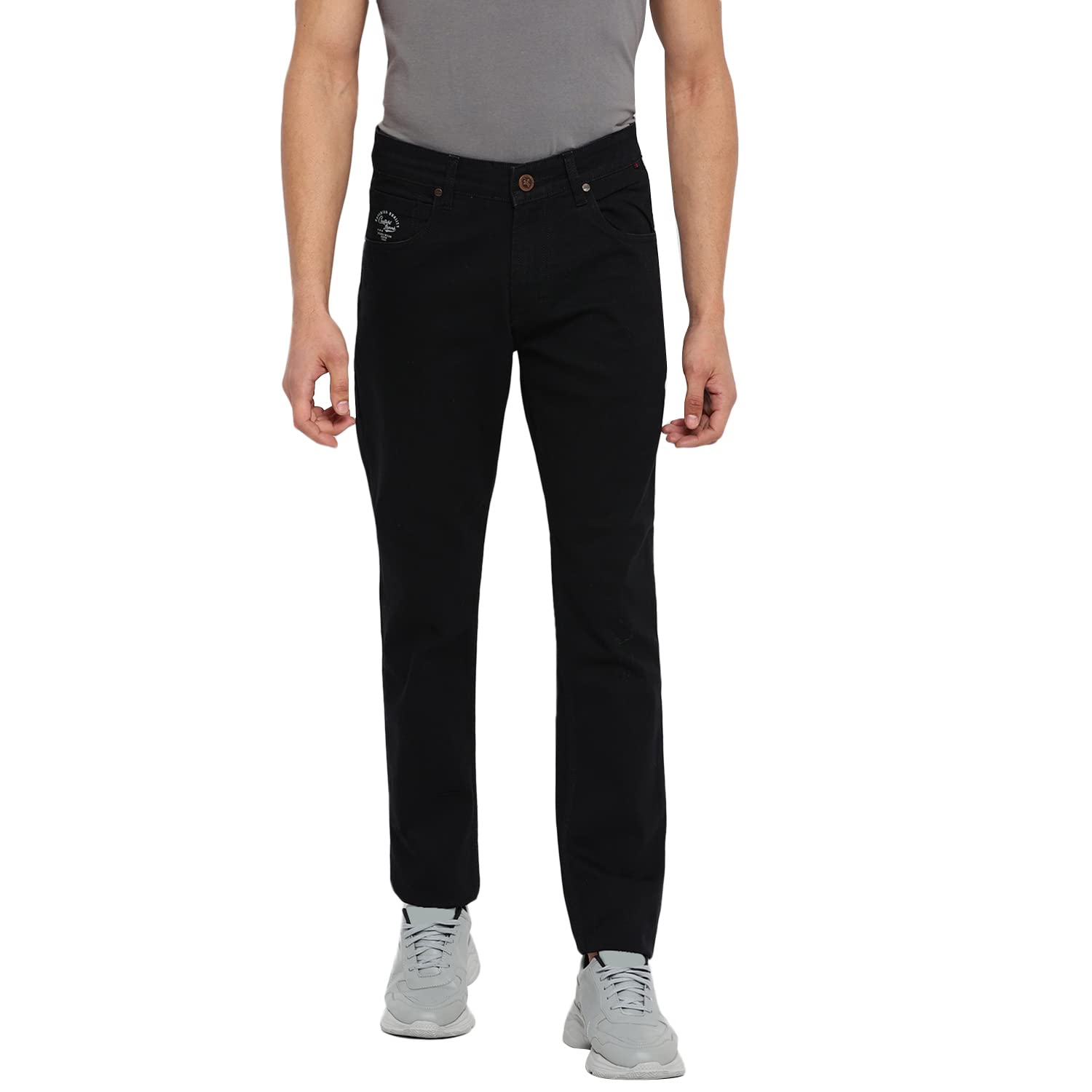 cantabil Men Solid Black Regular Fit Denim Jeans (MDNM00334_Black)-picture-30