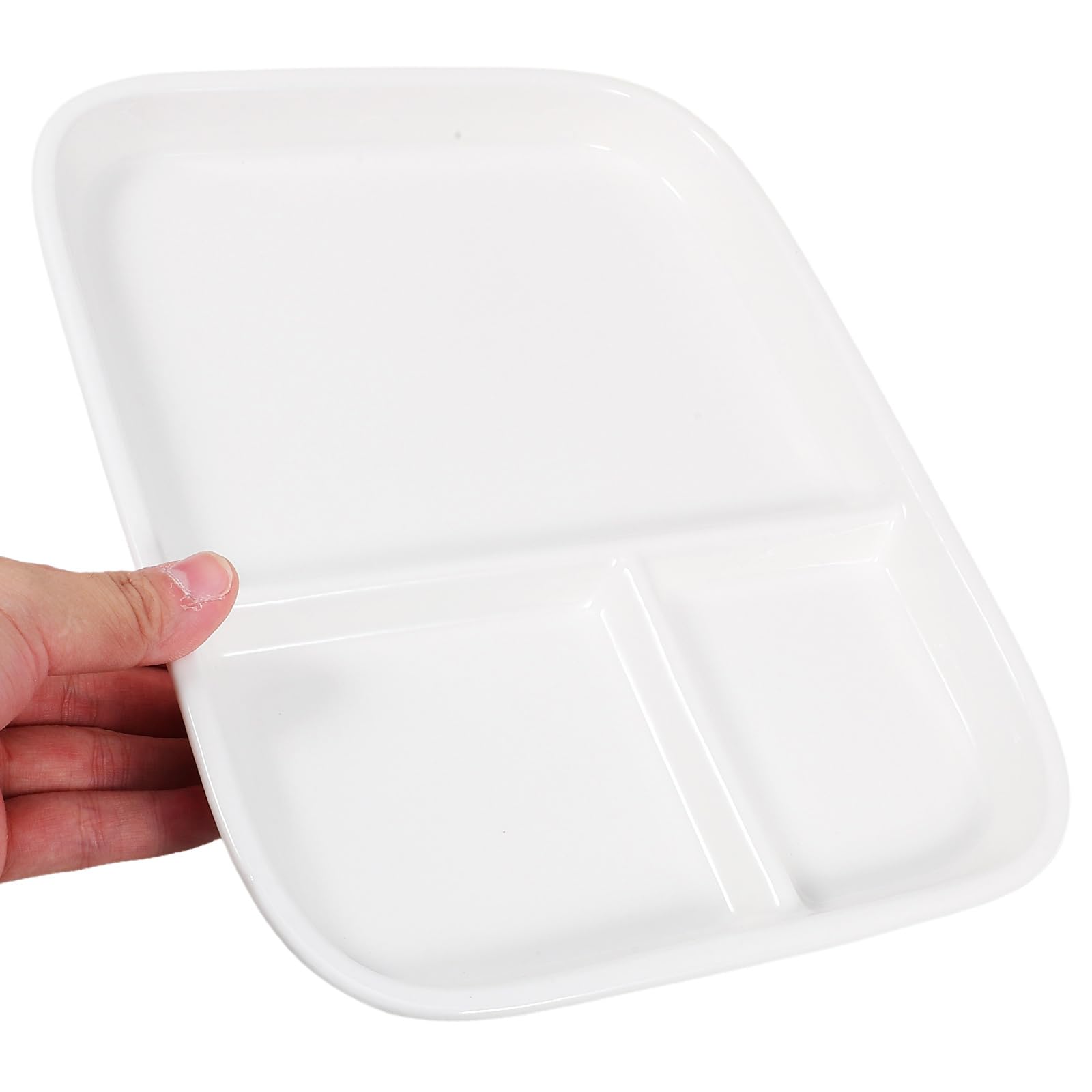 MAGICLULU Assiette Carrée en Porcelaine 10 Pouces À Trois Compartiments pour Petit Déjeuner Et Steak Vaisselle en Céramique Blanche pour Usage Familial Et Restaurant