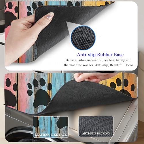 Image of Washer and Dryer Covers for the Top, Non-slip Dryer Top Protector Mat, Dust-proof Washing Machine Cover, 23.6 inch x 19.7 inch (Dog paw print, 23.6 inch x 19.7 inch)