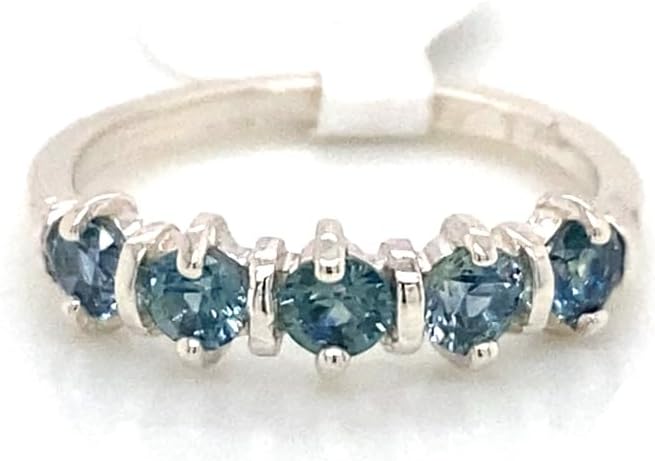 Montana Sapphire 5 Stone Decco Band Ring Sterling Silver - Image 6