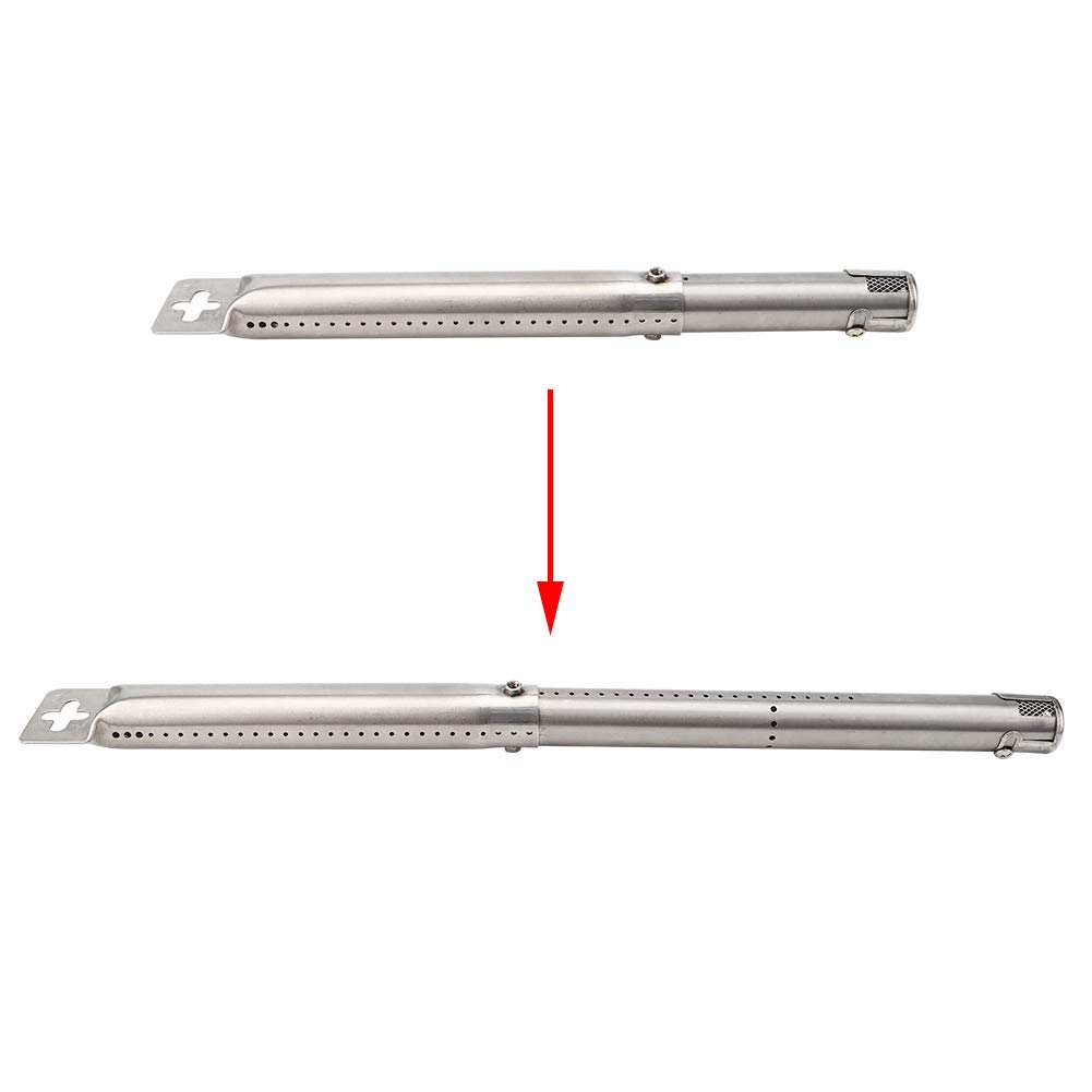 SIXRUN 4 Piezas Quemadores de Pipa para Barbacoa Tubo de Parrilla de Acero Inoxidable Ajustable Piezas de Repuesto Telescópicas de 30,5 a 44,5 Cm para Parrillas de Barbacoa Al Aire Libre Cocina para