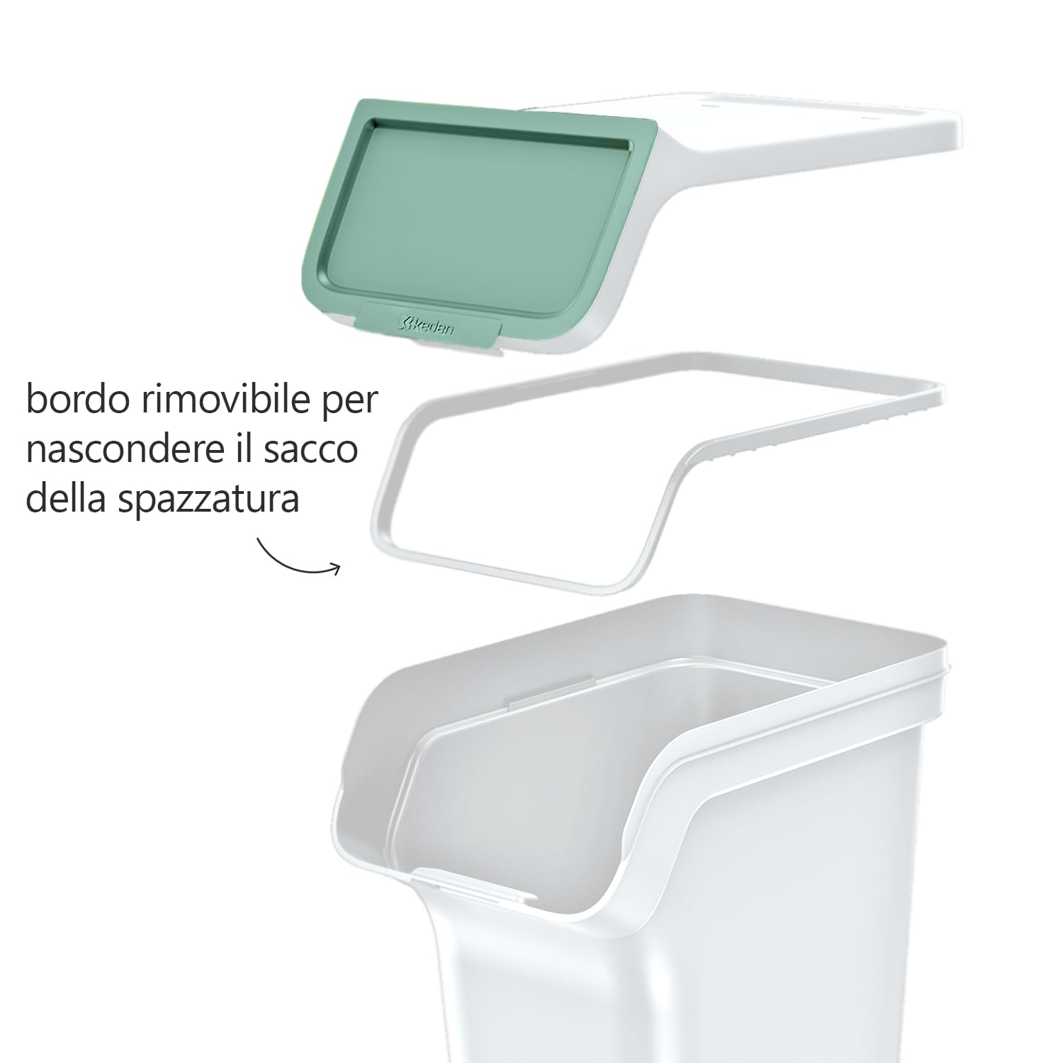 Set di 4 Bidoni Cestini Pattumiere StackBox | Bianchi | Impilabili | Raccolta Differenziata Riciclaggio | in Plastica | 100 Litri (4x25L) | per Casa Interni