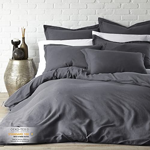 Image of Levtex Home - 100% French Flax Linen - Euro Sham - French Flax Washed Linen - Charcoal - Sham Size (26x26in.), No Insert