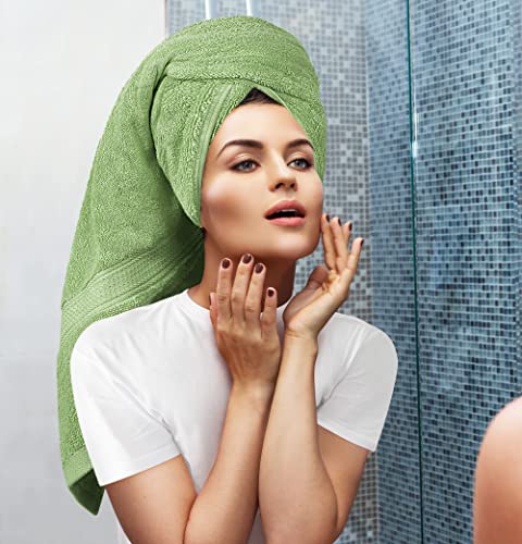 Image of Utopia Towels 8 Piece Luxury Towel Set - Majestic Plush, Super Absorbent & Quicker-to-Dry, Thick 100% Ring Spun Cotton Towels for Bathroom, Spa & Hotel - 2 Bath, 2 Hand, 4 Washcloths, Sage Green