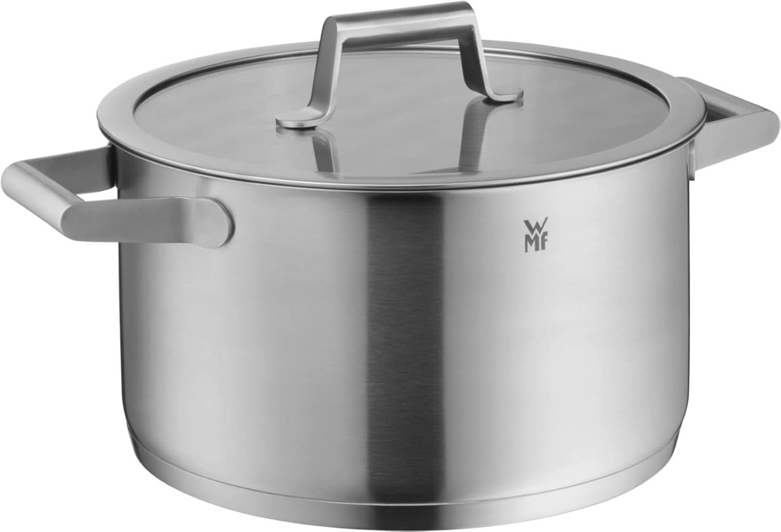 WMF Comfort Line Kochtopf groß 24cm, Glasdeckel, Fleischtopf Induktion 5,7l, Cromargan Edelstahl mattiert, Innenskalierung, stapelbar, unbeschichtet