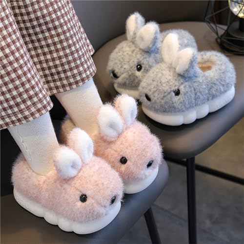 Image of Cute Women's Rabbit Slippers - Warm & Plush, Cartoon Design, Perfect for Winter & Indoor /Outdoor Use