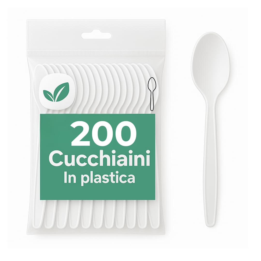 200 Cucchiaini di Polipropilene Riutilizzabili - Senza BPA, Resistenti ed Ergonomici - Perfetti per Catering, Eventi, Feste, Picnic e Barbecue