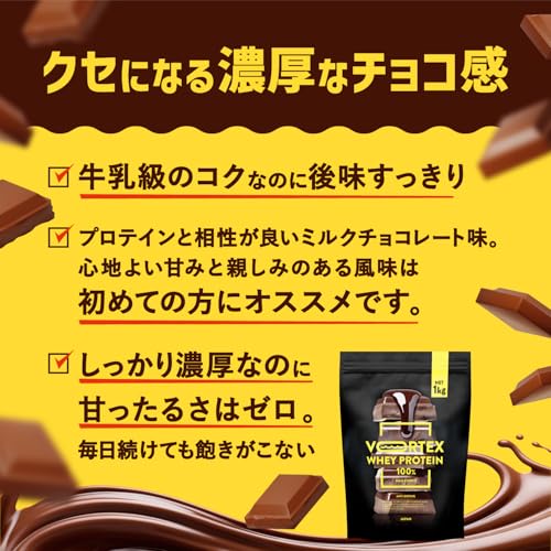 逗子食品 ホエイプロテイン VORTEX ボルテックス 1kg ミルクチョコ味 の商品画像 2