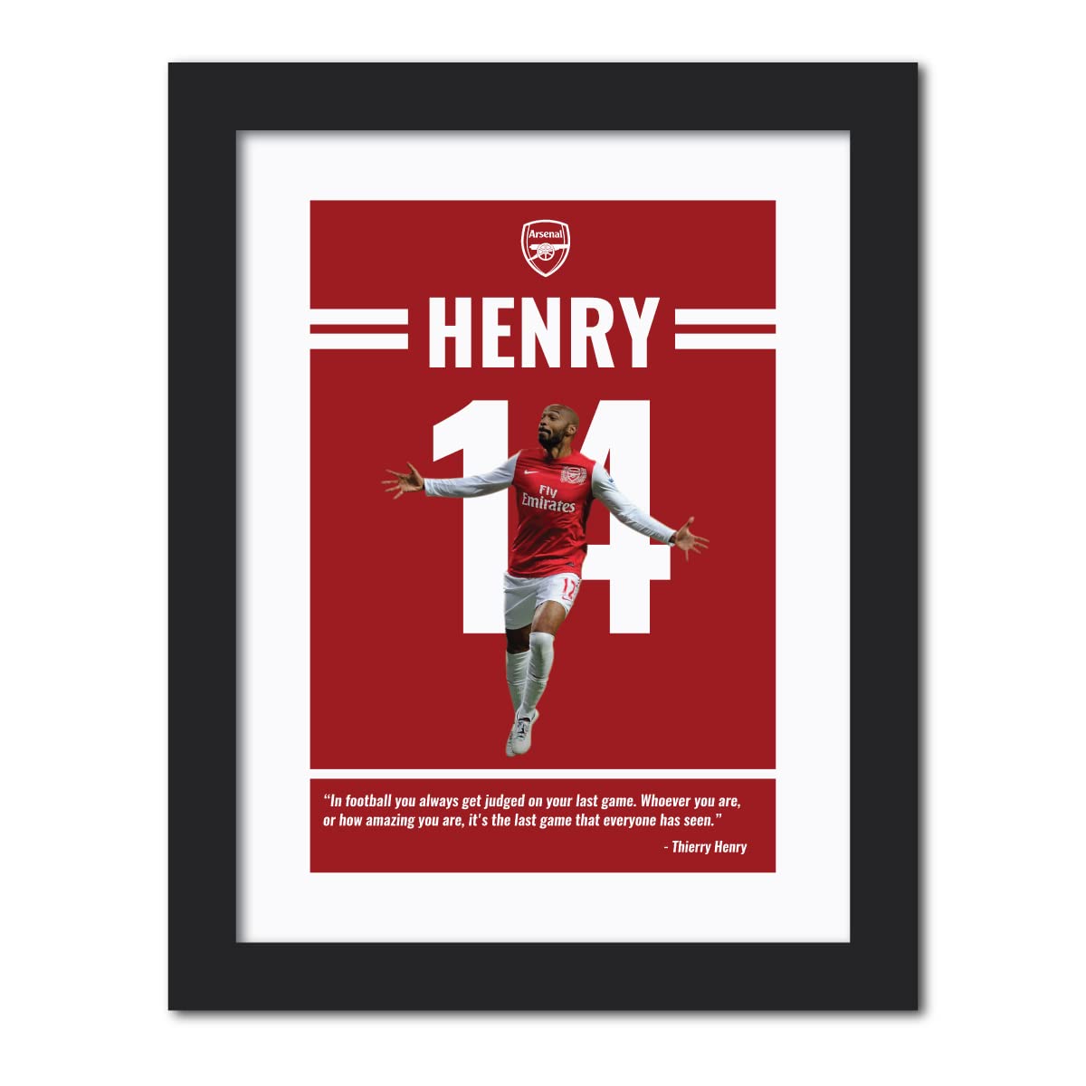 TenorArts Thierry Henry Poster Arsenal Laminated Photo Framed Painting with Matt Finish Black Textures (12 inches x 9inches)