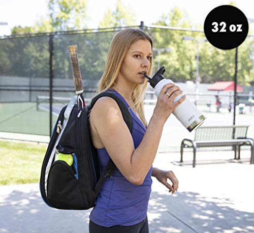 Mira 32 Oz Stainless Steel Vacuum Insulated Water Bottle With Straw Lid - Double Walled Thermos Flask - Reusable Metal Hydro Bottle - Leak-Proof Sports Bottle - White #TOP2