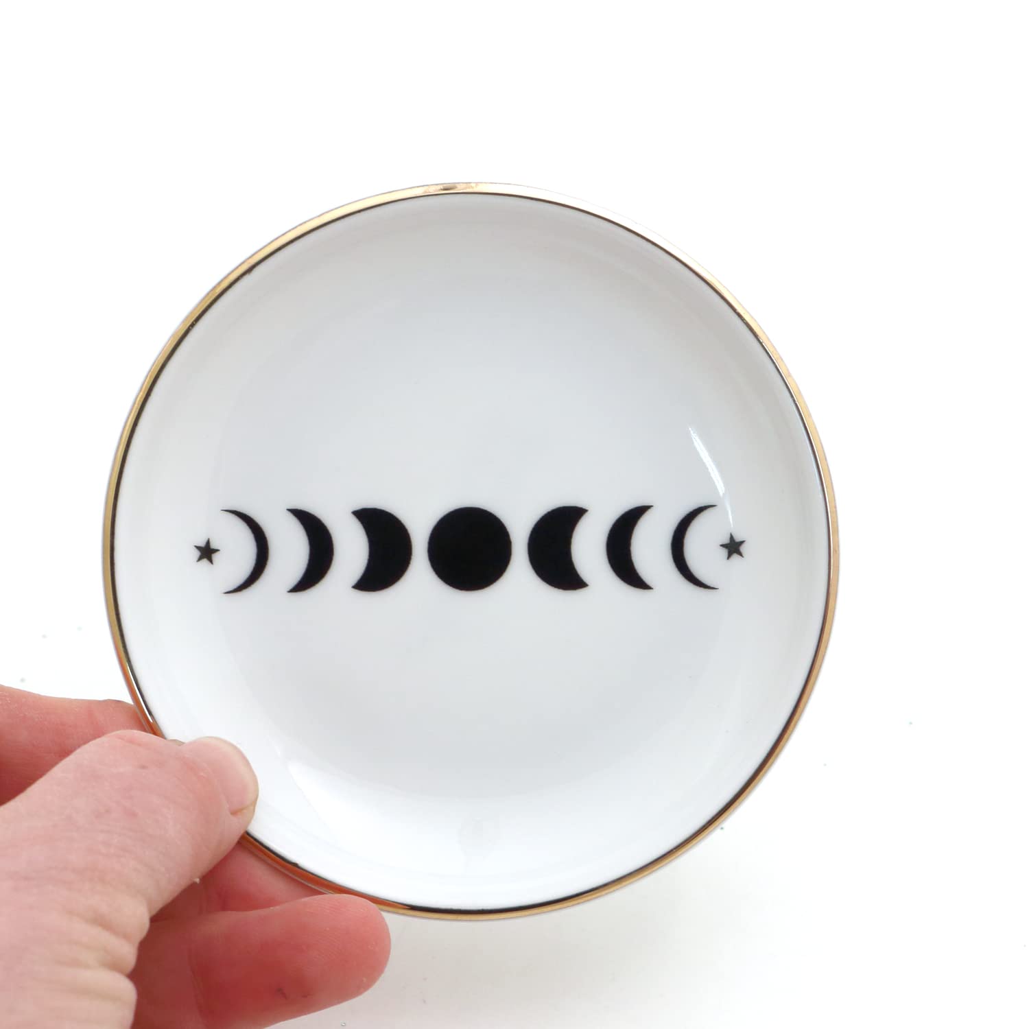 Phases of the Moon ring dish, ring holder with 22 K gold, celestial gifts - Lennymud by Lorrie Veasey