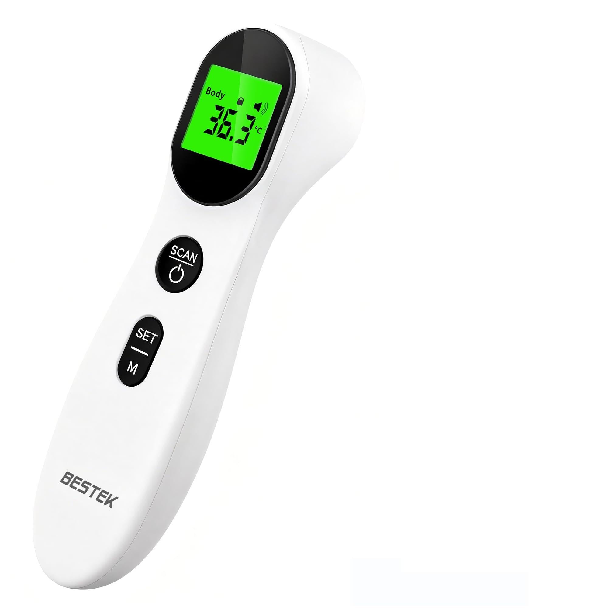 BESTEK Termometro Febbre Infrarossi Senza Contatto per Bambini e Adulti Bambini,Termometro Neonato Frontale Digitale Lettura Istantanea in 1 Secondo, Accesso Rapido alla Memoria, Display LCD