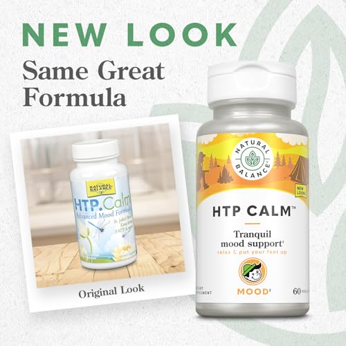Image of Natural Balance HTP Calm | Herbal Supplement Helps Support Mood, Relaxation & Stress | Vitamin B-6, Kava Kava & St. Johns Wort | 60 Capsules | Tranquil mood support formula with 5-HTP, vitamin B6 and botanicals for daily wellness.