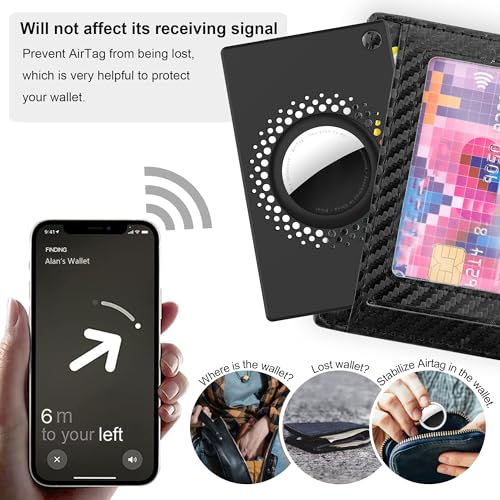 [2 Pack] for Airtag Wallet Holder, Slim Thin for Airtag Card, Credit Card Size Wallet Case Holder for AirTag for Purse, Handbag, Clutch, Wristlet (Black)3