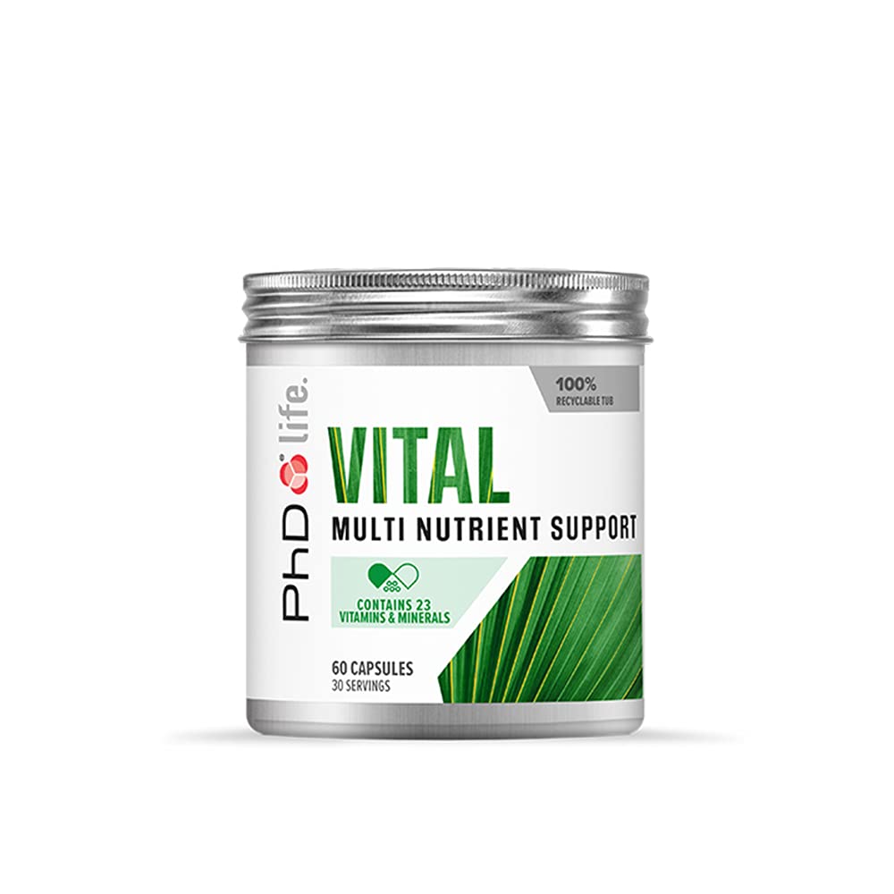 PhD Nutrition Life Range Vital Capsules, Multi Nutrient Support with 23 Vitamins & Minerals, Supports Bodily Function, Fatigue & Metabolic Wellness, 60 Capsules