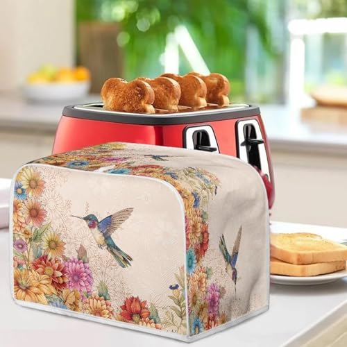 Image of Talayituse Hummingbird Daisy Print 2 Slice Toaster Covers Dust Protection Bread Maker Covers Toaster Oven Cloth Cover Kitchen Accessories Washable Appliance Cover with Handle, S
