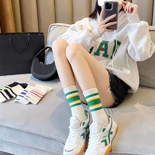 5 Pairs Womens Running Ankle Socks Thin Striped Casual Retro Crew Athletic Socks4