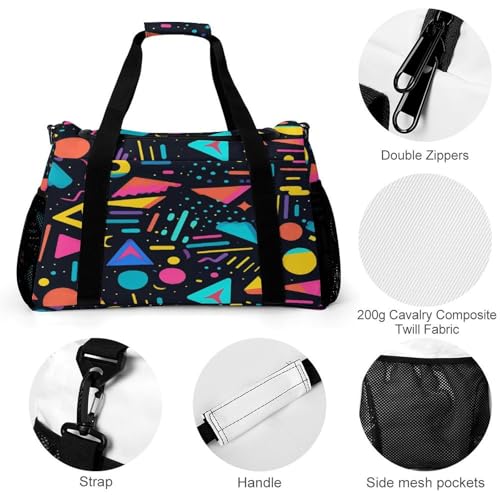 80s 90s Neon Personal Item Bag Travel Duffel Bag Sports Tote Gym Bag Luggage Duffle for Women Men3