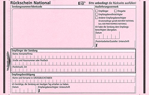 Preisvergleich Produktbild Rückschein RNK 2039 4002871203906