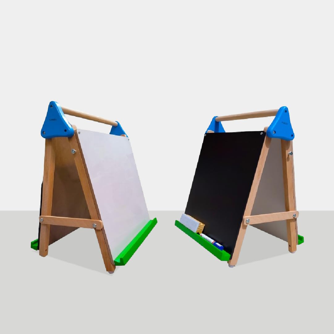 AARIV Easel 3 in 1 Double Sided Wooden Easel |Tabletop Easel Board with Marker Chalk and Duster| 3 Years and Above