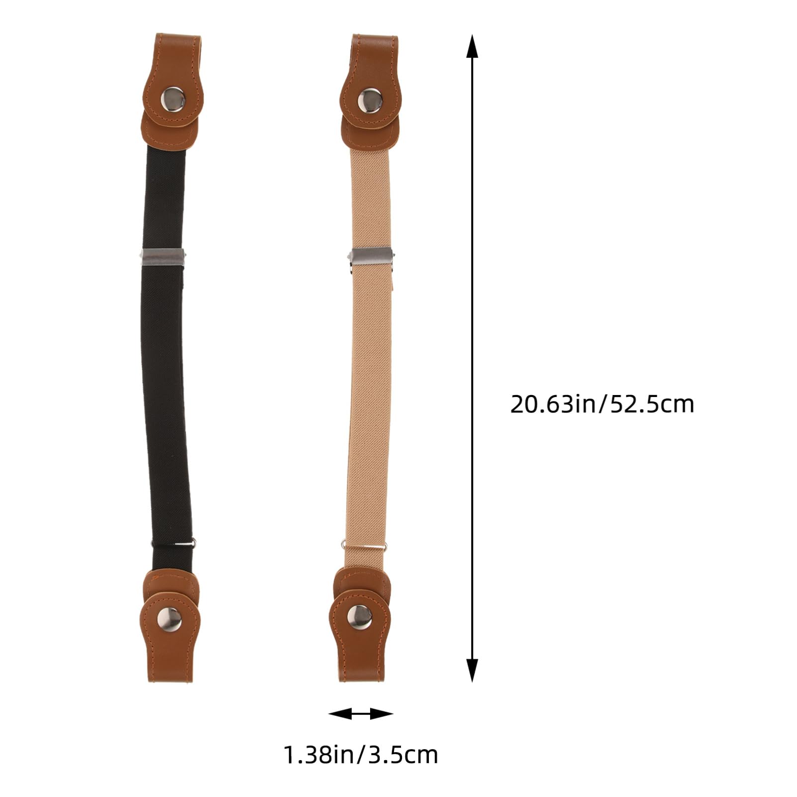 LIFKOME Boys and Girls Belt 2pcs Elastic Waist Belts for Boys Girls Dress Belts Holes Brown