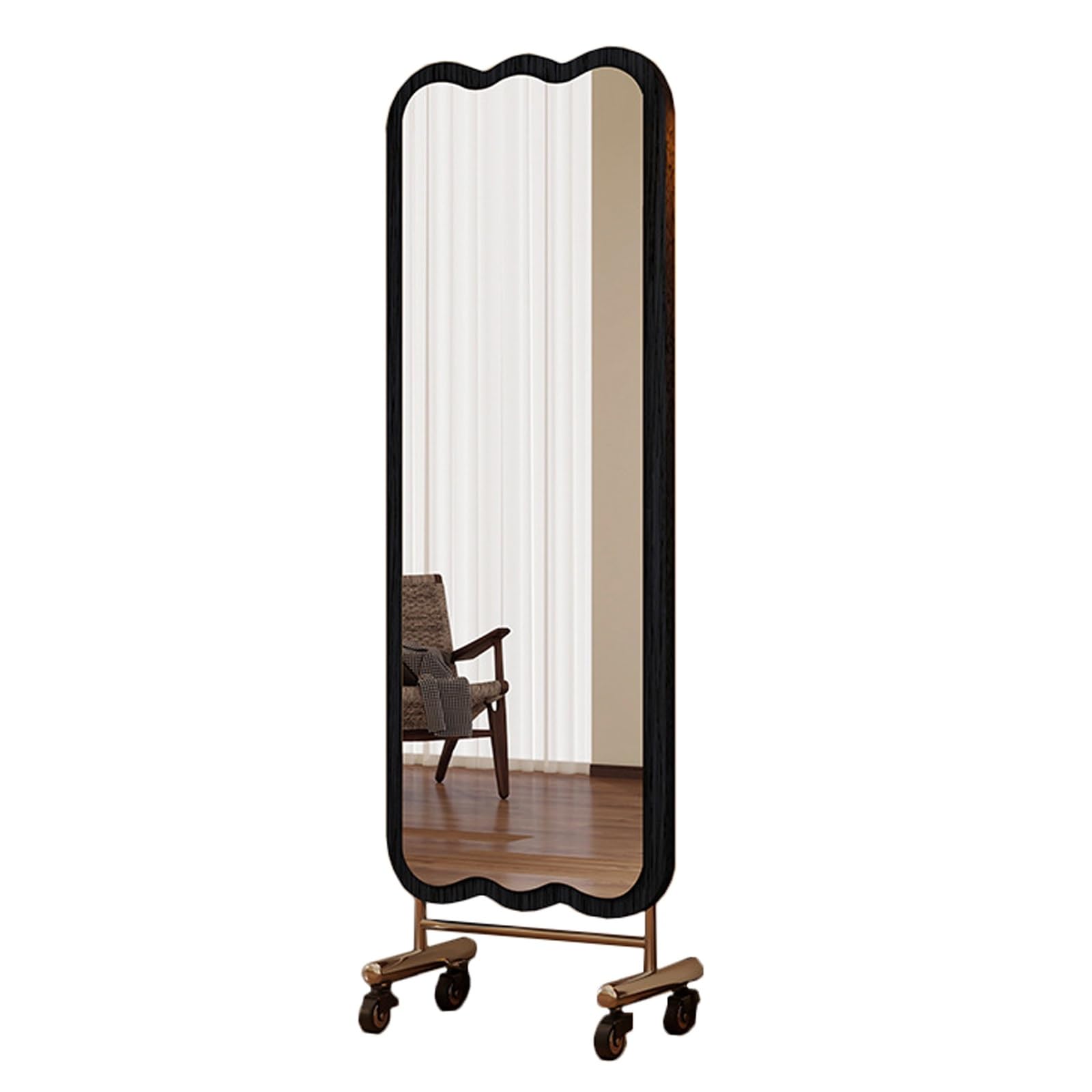 FGXHHS Mirror Vanity Mirrors Full Length Standing for Living Room Bathroom Entryway Hallway(Black,50x150 cm)
