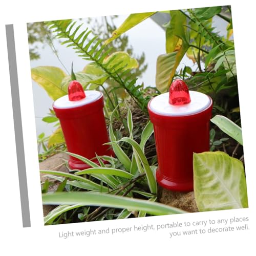 Velas LED rojas a pilas para cementerio e iglesia | Pack de 2 luces cálidas 4