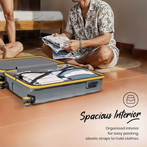 Image of Aristocrat Polycarbonate Spinner Comet Cabin Trolley Bag 56cm|Small|Hard Luggage| Smooth 8-Wheel Suitcase|Combination Lock with Sturdy Zipper|Full Fabric Convipack|3-Year International Warranty (Grey)