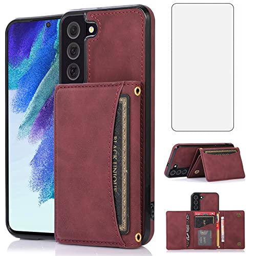Étui portefeuille pour Samsung Galaxy S22 5G en cuir PU noir avec porte-cartes intégré