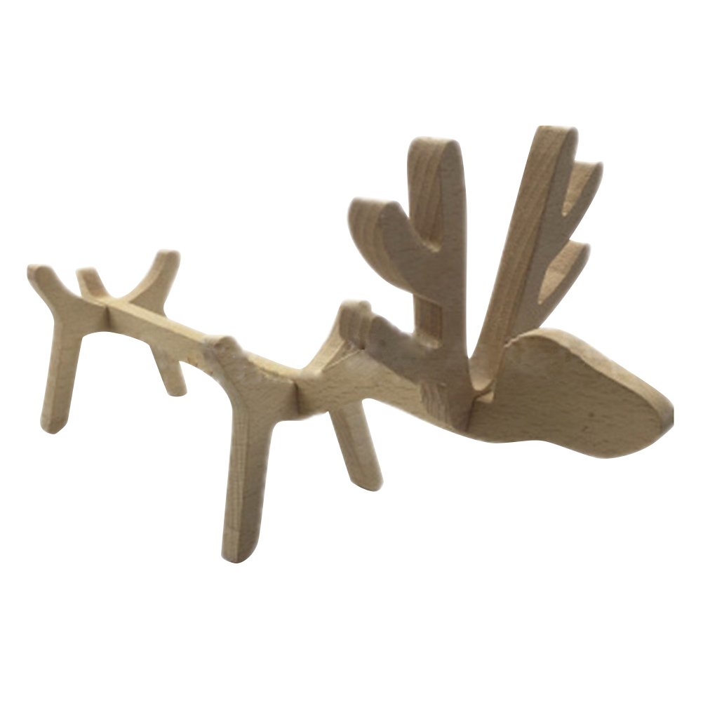 BESTonZON Wooden Wine Rack Reindeer Antler Wine Bottle Holder Stand Display Rack