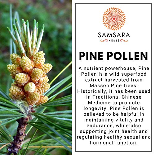 Samsara Herbs Pine Pollen Powder Wild Harvested - 99% Cracked Cell Wall (8Oz/227G) #TOP4