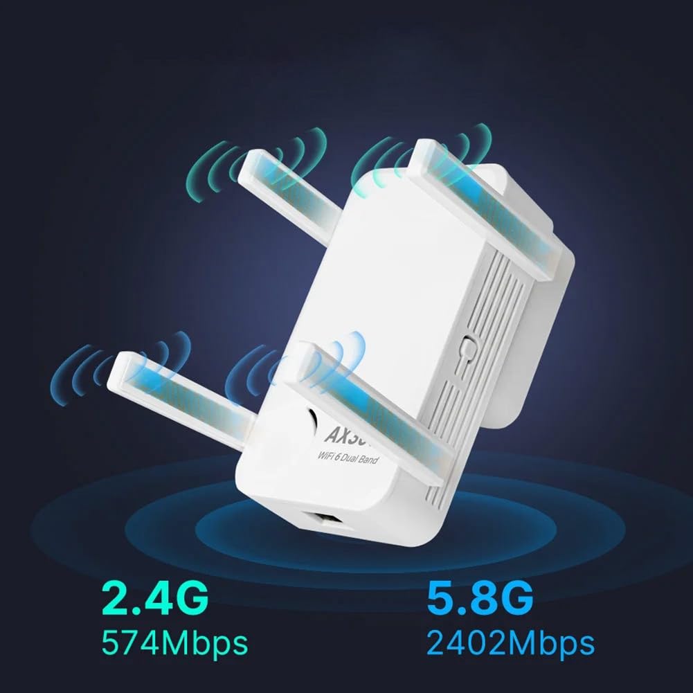 Ripetitore WiFi Dual Band AX3000 2.4Ghz/5GHz Amplificatore Segnale Wi-Fi Wireless Extender Wireless AP Trasmettitore con Spina EU