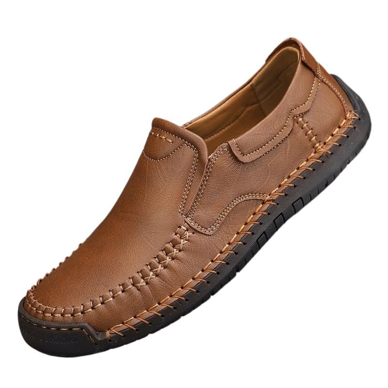 Formal Loafers Pointed Toe Slip On Bit Men Walking Block Genuine Leather