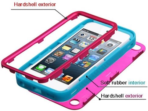 Wydan iPod Touch 6th, 5th Generation Case - VERGE TUFF Hybrid Hard Shockproof Case Protective Cover - Pink on Teal for Apple