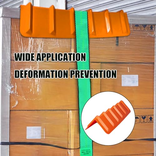 Image of Flatbed Edge Protectors 8 inch x 8 inch x 36 inch, V Shaped Winch Ratchet Straps Plastic Corner Protector for Flatbed Cargo Load (Orange, 10 - Pack)