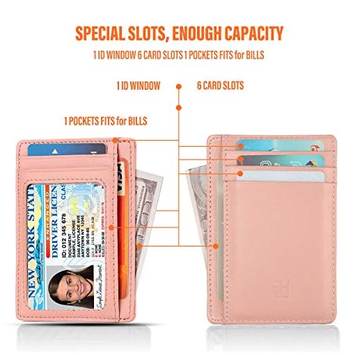 Slim RFID Blocking Card Holder Leather Front Pocket Wallet for Women - Image 7