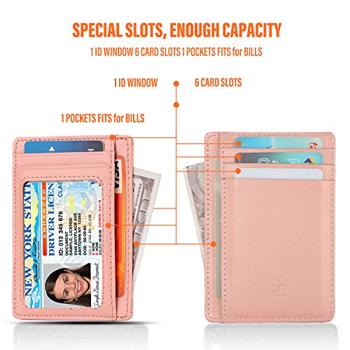 Slim RFID Blocking Card Holder Leather Front Pocket Wallet for Women - Image 7