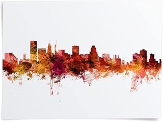 Baltimore Maryland Skyline art print poster, unframed -3588