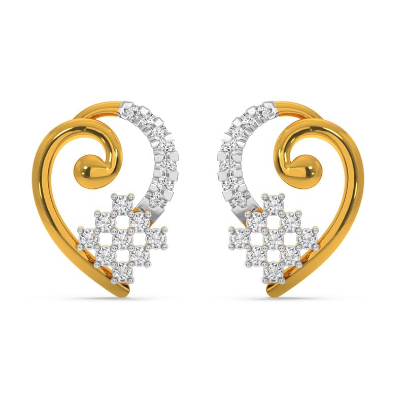 Image of KISNA JEWELS 14KT|18KT BIS Hallmark Pure Gold and Diamond Stud Earrings For Women with Screw Back clouser