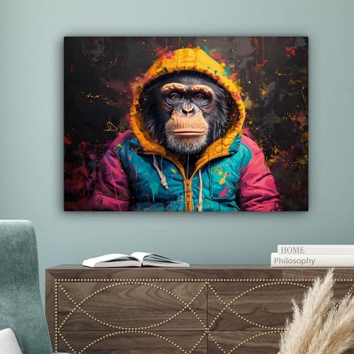 Impression sur toile de qualité graffiti singe Banksy 70x50